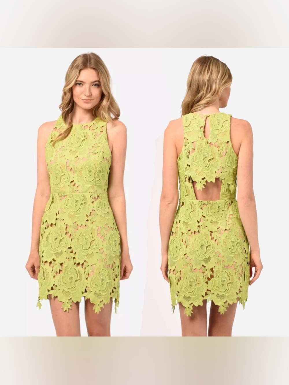 Adelyn Rae Cassie 3D Crochet Mini Dress. Medium.